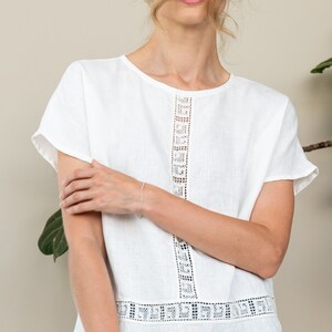 Linen luxurious Antique tunic with pure linen lace