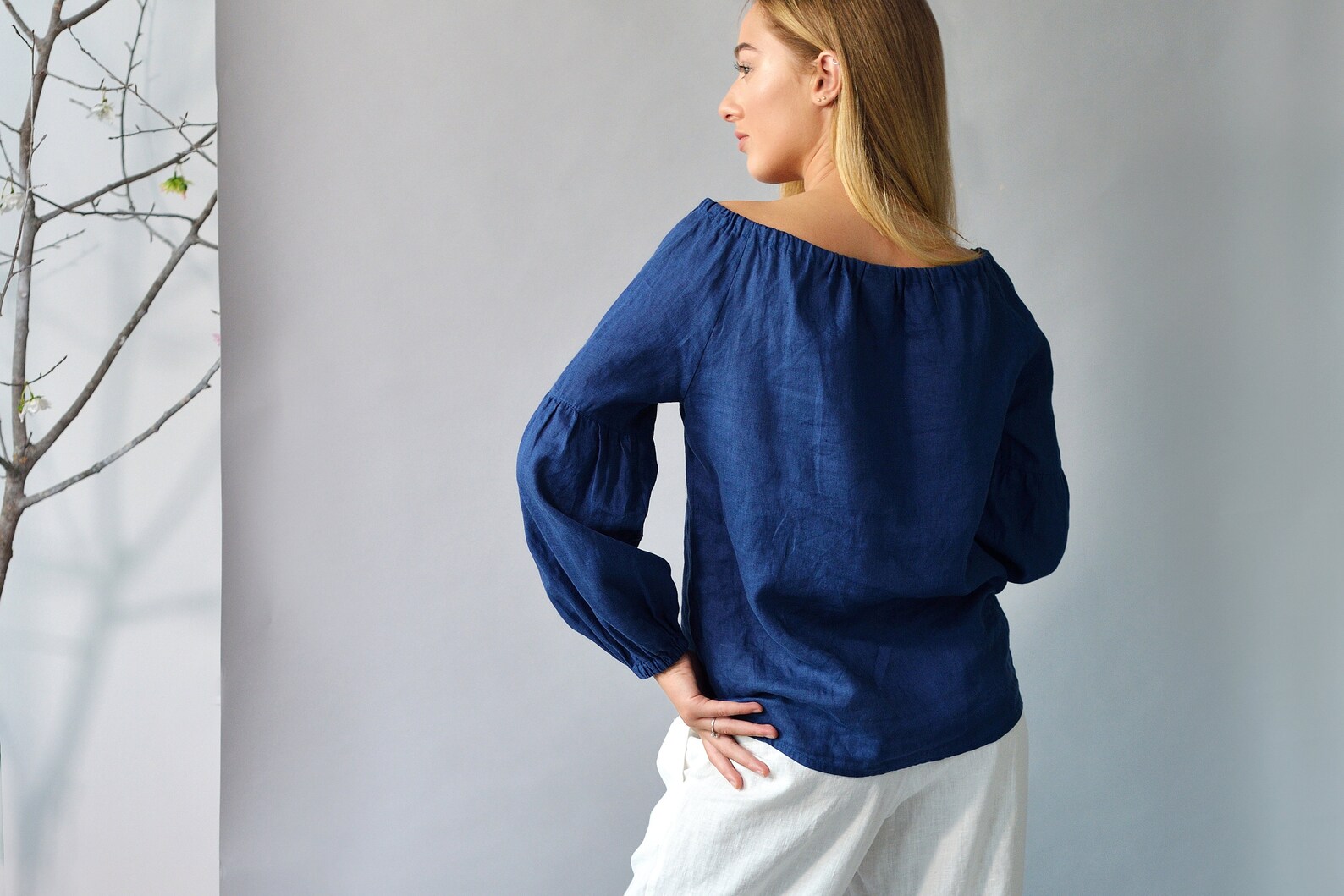 Linen Blouse Peasant in White for Woman/ Linen Oversize Etsy