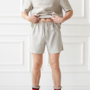 Latex Free Linen Underwear For Men. Undyed Organic Linen Boxer. Linen Sleep Shorts Drawstringed Waist. Linen Boxer Briefs. Gift for Father