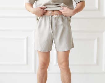Bio Leinen Boxershorts für Männer mit Kordelzug: Latexfreie Nachtwäsche