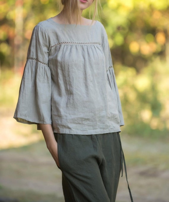 Linen Blouse BOHO Laced/ Natural Boho 