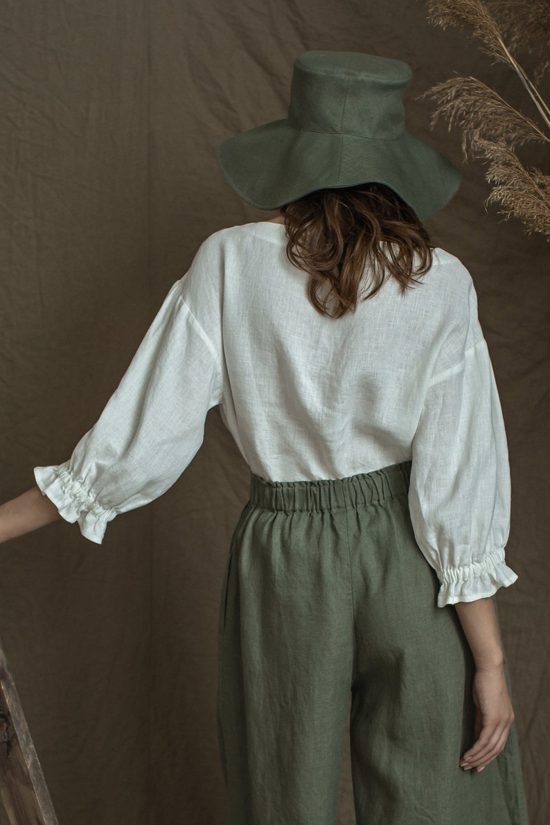 Linen hat romantic for holiday with wide brims