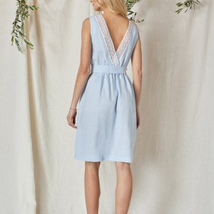 Dress Mila midi in pale blue with lace back