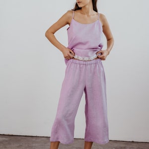 Linen Isabella pajama pants Isabella in lilac