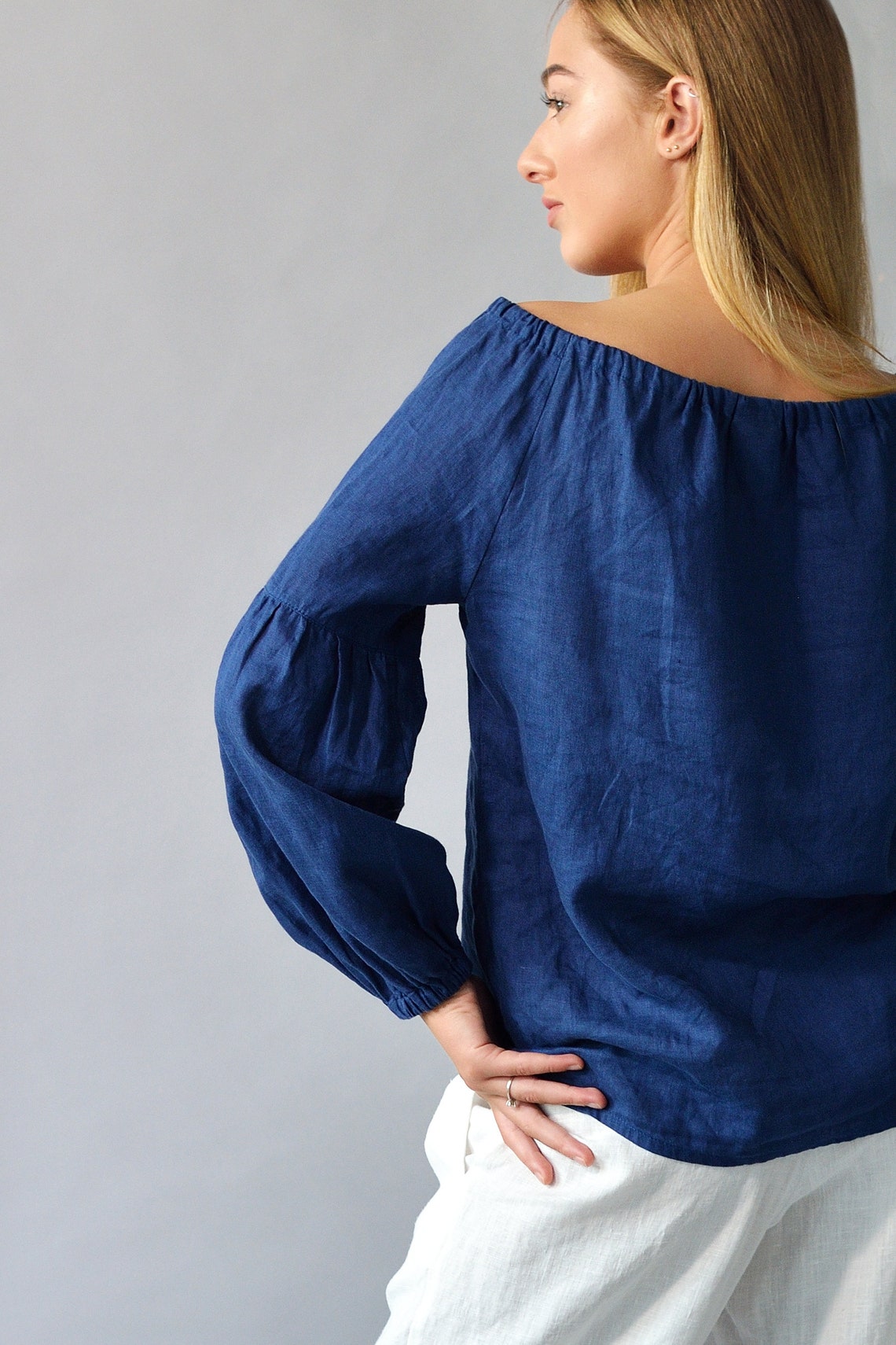 Linen Blouse PEASANT Longsleeved/ Linen Oversize Blouse/ Linen Etsy