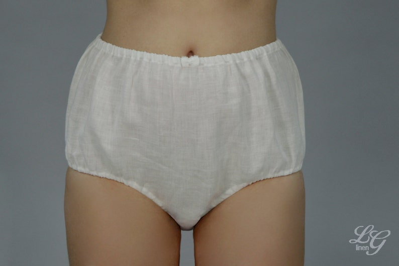 Linen panties/knickers of high rise in white