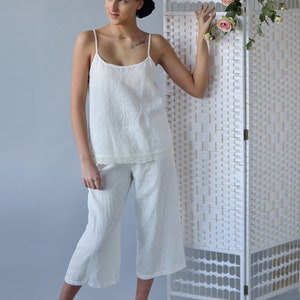 White linen organic pajama Isabella laced