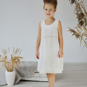 Linen Lace Dress for Girls in Blue. Kids Linen Clothing. Flower Girl Dress. Baptism Dress. Summer Linen Dress image 6
