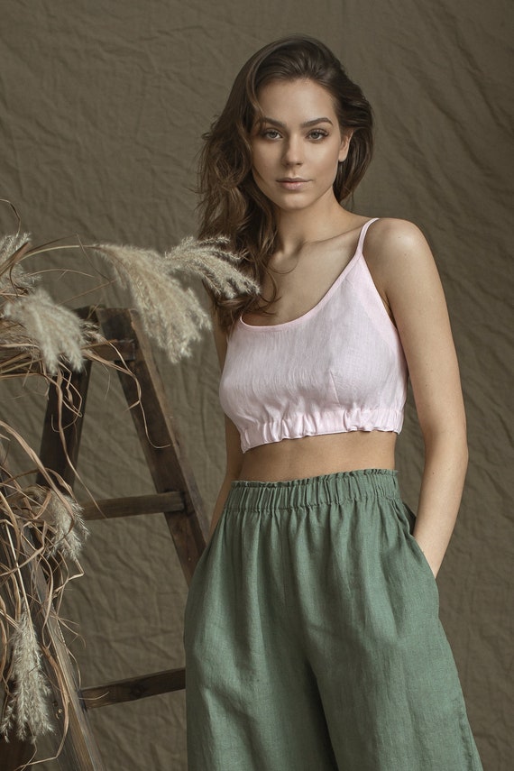 Linen Top Bustier With Buttoned Back 