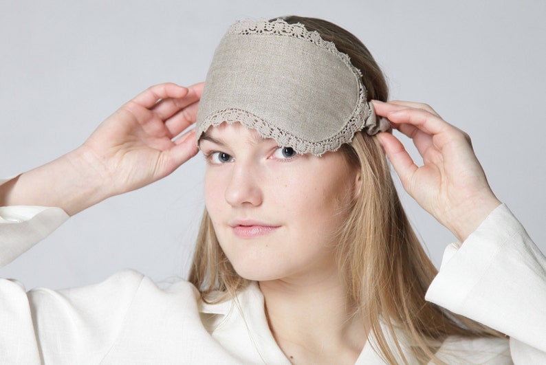 Linen lace  eyemask in natural undyed flax