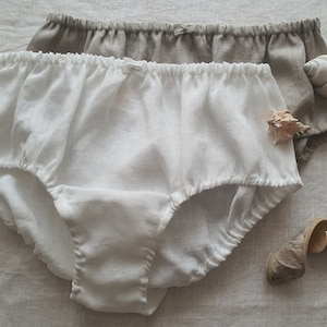 Linen Panties Knickers Midi High Set of 2/ Linen Underwear/Flax Lingerie/ Eco Friendly Linen / Vintage Underwear/ Bio lingerie/ Linen Undies
