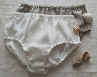Linen  Panties Knickers Midi High Set of 2/ Linen Underwear/ Flax Lingerie/ Linen Shorts/ Vintage Underwear/ Bio lingerie/ Linen Undies