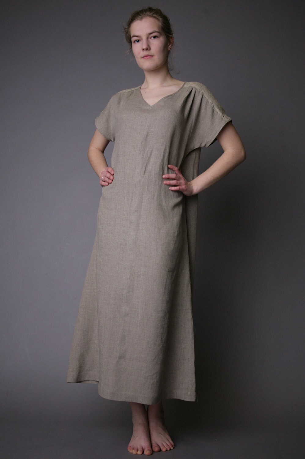 Linen Natural Long Dress AMELIA/ Linen Maxi Dress/linen Boho | Etsy