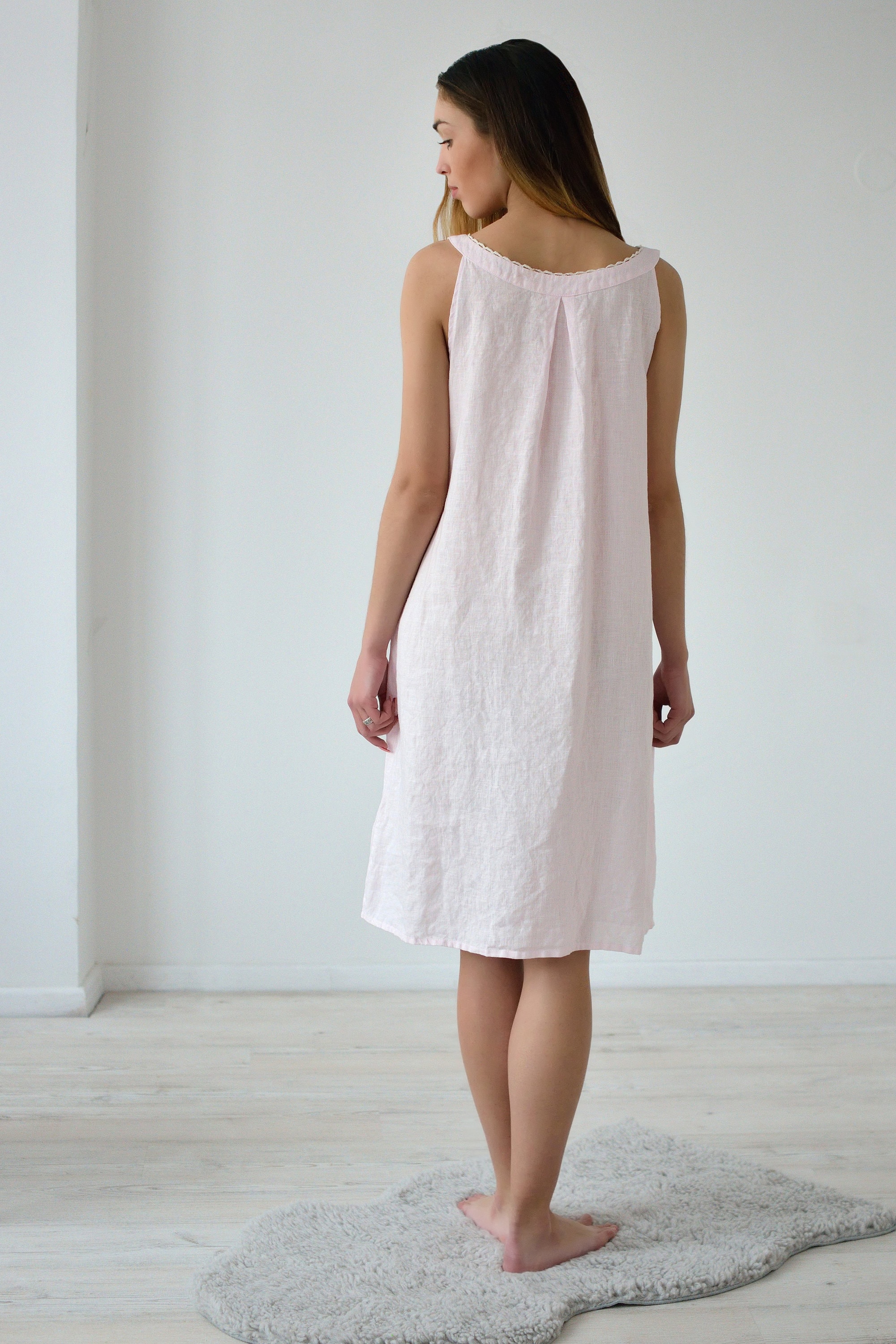 Linen Gown Rosie Sleeveless and Laced/Linen Night Dress Etsy