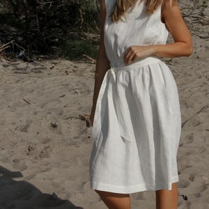 Natural Linen Dress MILA with Lace Back / Pure Linen Dress in Undyed Flax image 10