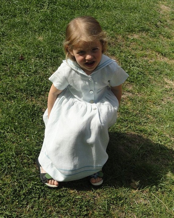 Vestido marinero de lino para niña / Vestido para niños - Etsy España Vestido marinero de lino para niña / Vestido para niños - Etsy España