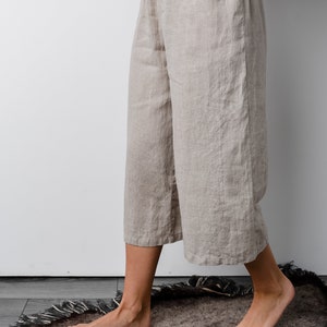 Natural linen cropped pants Isabella