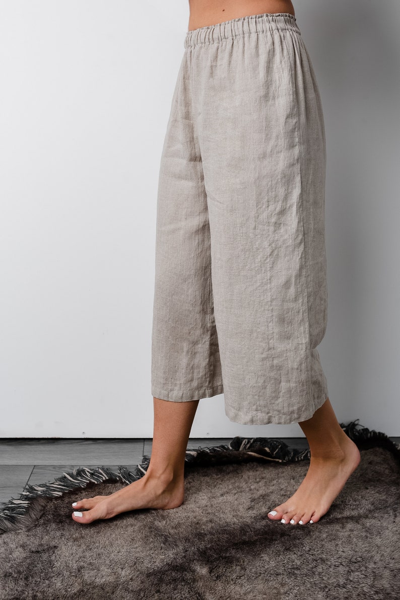 Natural linen cropped pants Isabella