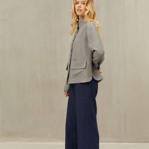 EDNA Warm Pants in Linen Wool Ankle Length Women's. Wide Leg Linen Trouser. Comfortable Wool Pants. Elegant Palazzo Pants. Capsule Wardrobe image 3