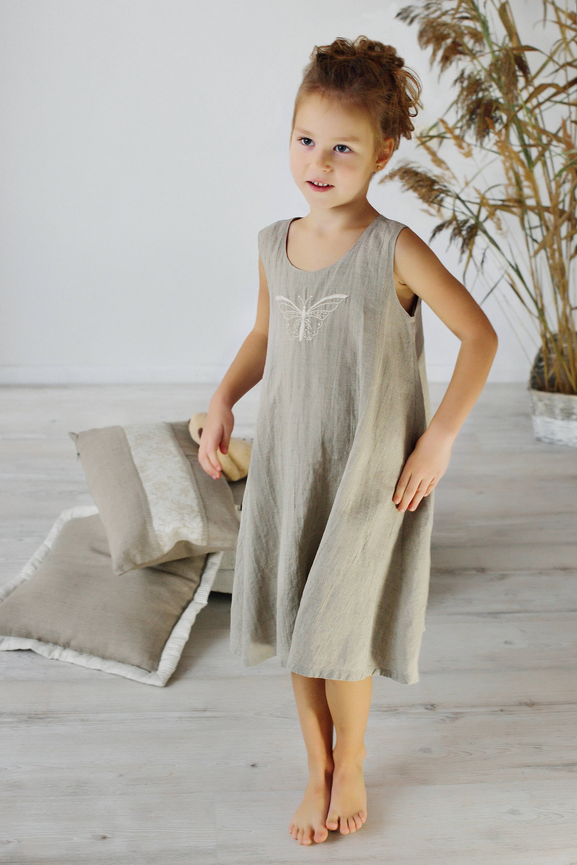 Linen Gown for Girl/ Linen Night Dress 