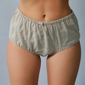 Linen natural panties/knickers of high rise