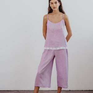 Linen pajama Isabella in lilac