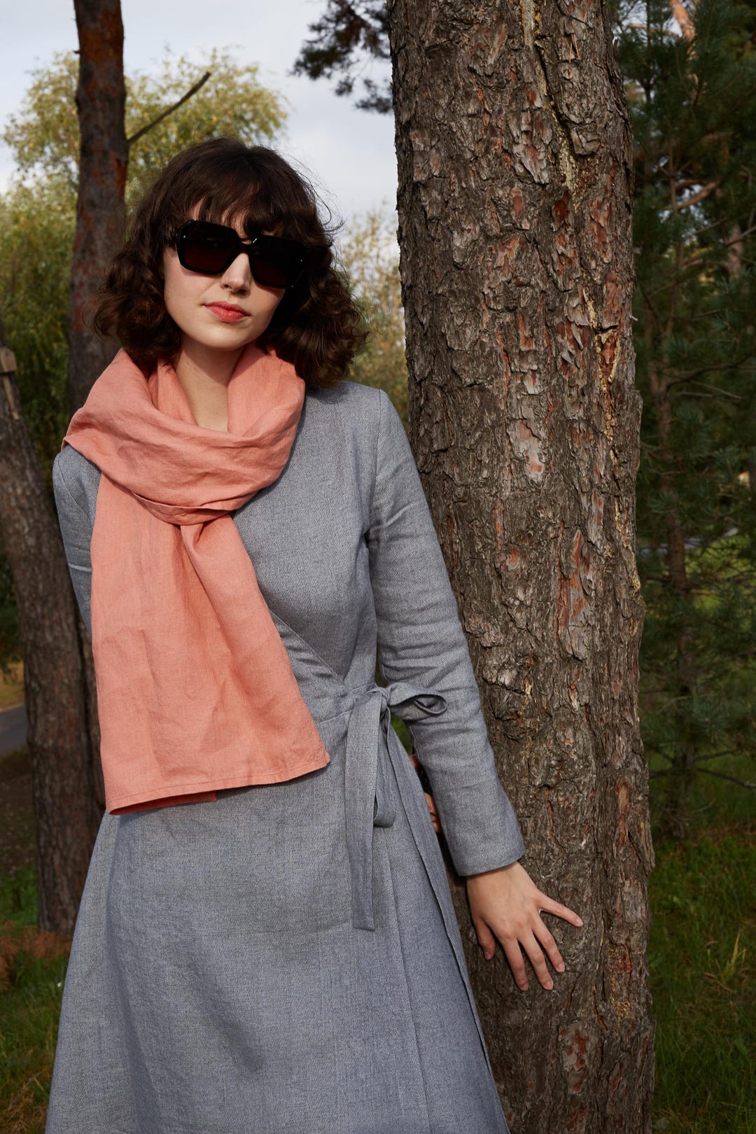 Big SHADOW linen scarf