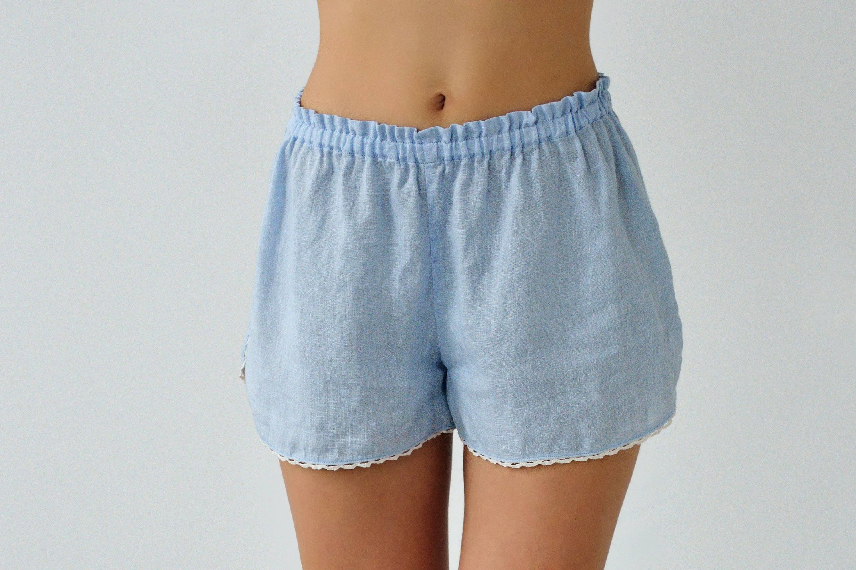 Linen Sleep Shorts Rosie Laced for Woman/ Flax Shorts in Blue/linen  Sleepwear/ Linen Bloomers/ Linen Lingerie/ Flax Underwear -  Ireland