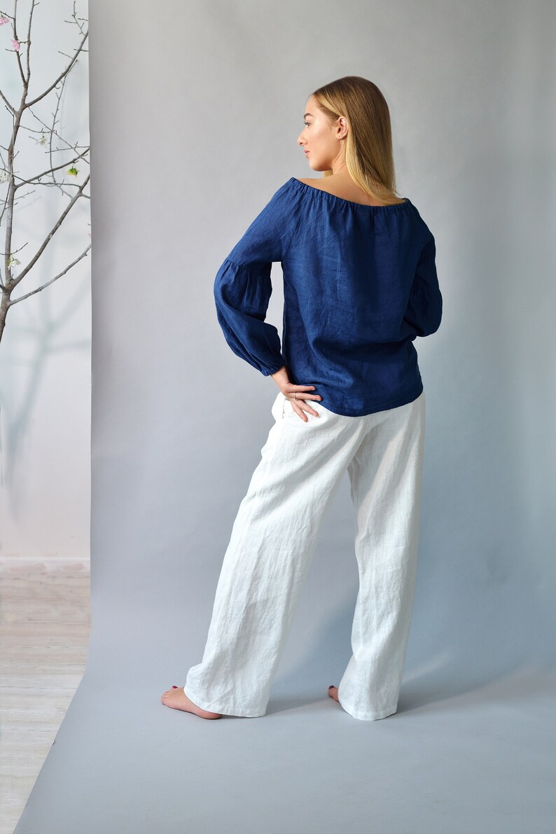 Linen Blouse PEASANT Longsleeved/ Linen Oversize Blouse/ Linen Etsy