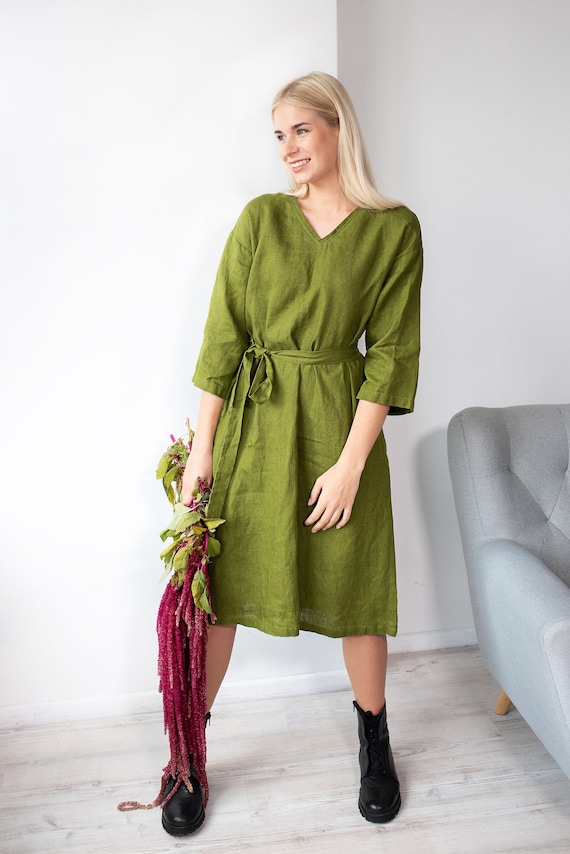 Moss green color dress cheap