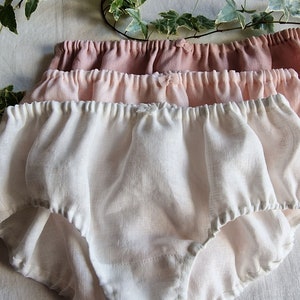 Set of Three Linen Panties/Knickers. Organic Underwear. Linen Undies for Her. Valentines Clothing for Wife