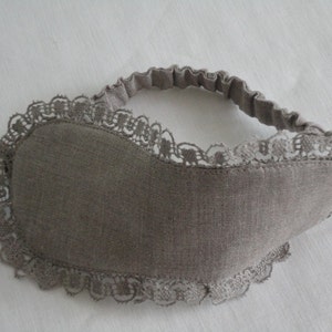 Linen natural sleep eyemask with linen lace