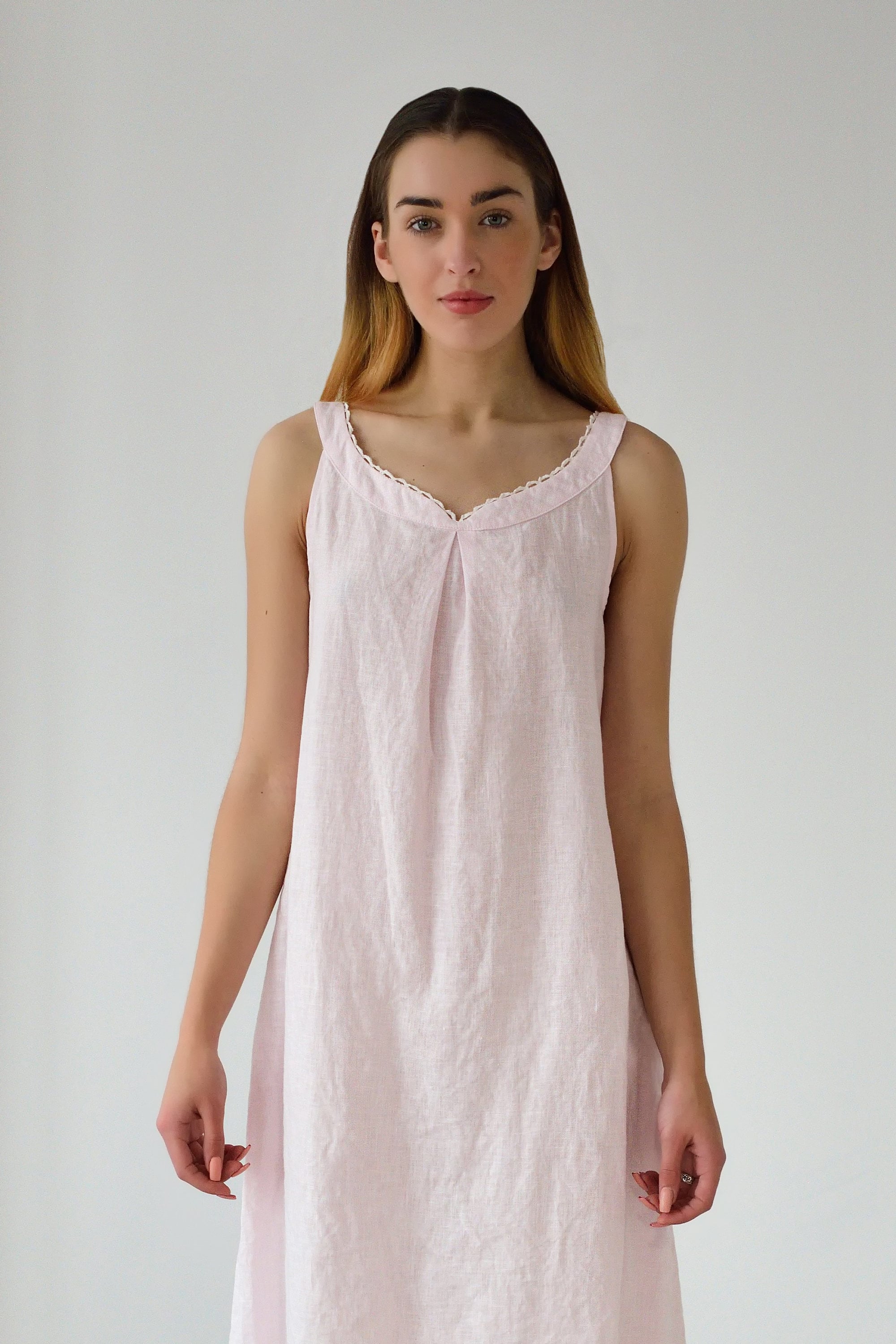 Linen Gown Rosie Sleeveless and Laced/Linen Night Dress Etsy