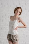 Linen White Top CONSTANCE/ Linen Cami Strapped Cut Bias /Linen Underwear/ Flax Top/ Linen Lingerie/ Beach linen wear/ Vacation linen pajama