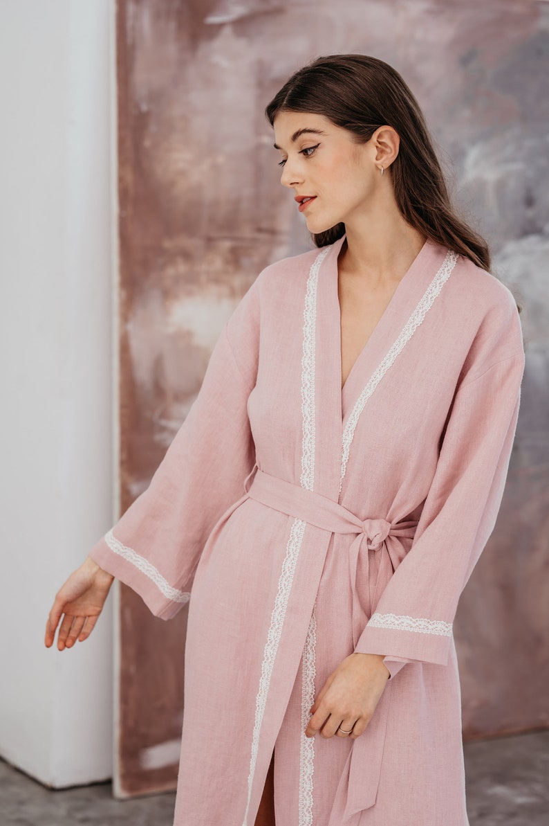 Linen luxurious bath robe