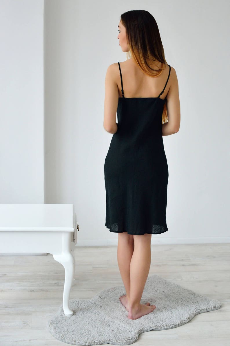 Linen night dress Gabija in black