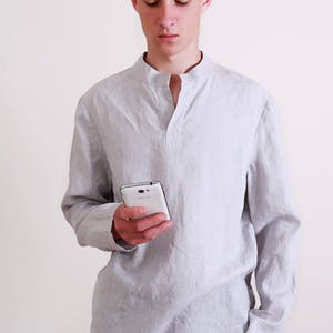 Linen Shirt for Men/ Flax Men's Shirt 