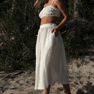 Linen Skirt ASTRA, Vacation Clothes for Women, Skirts for Women, Skirts with Pockets, White Linen Skirt, A Line Organic Skirt, Casual skirt