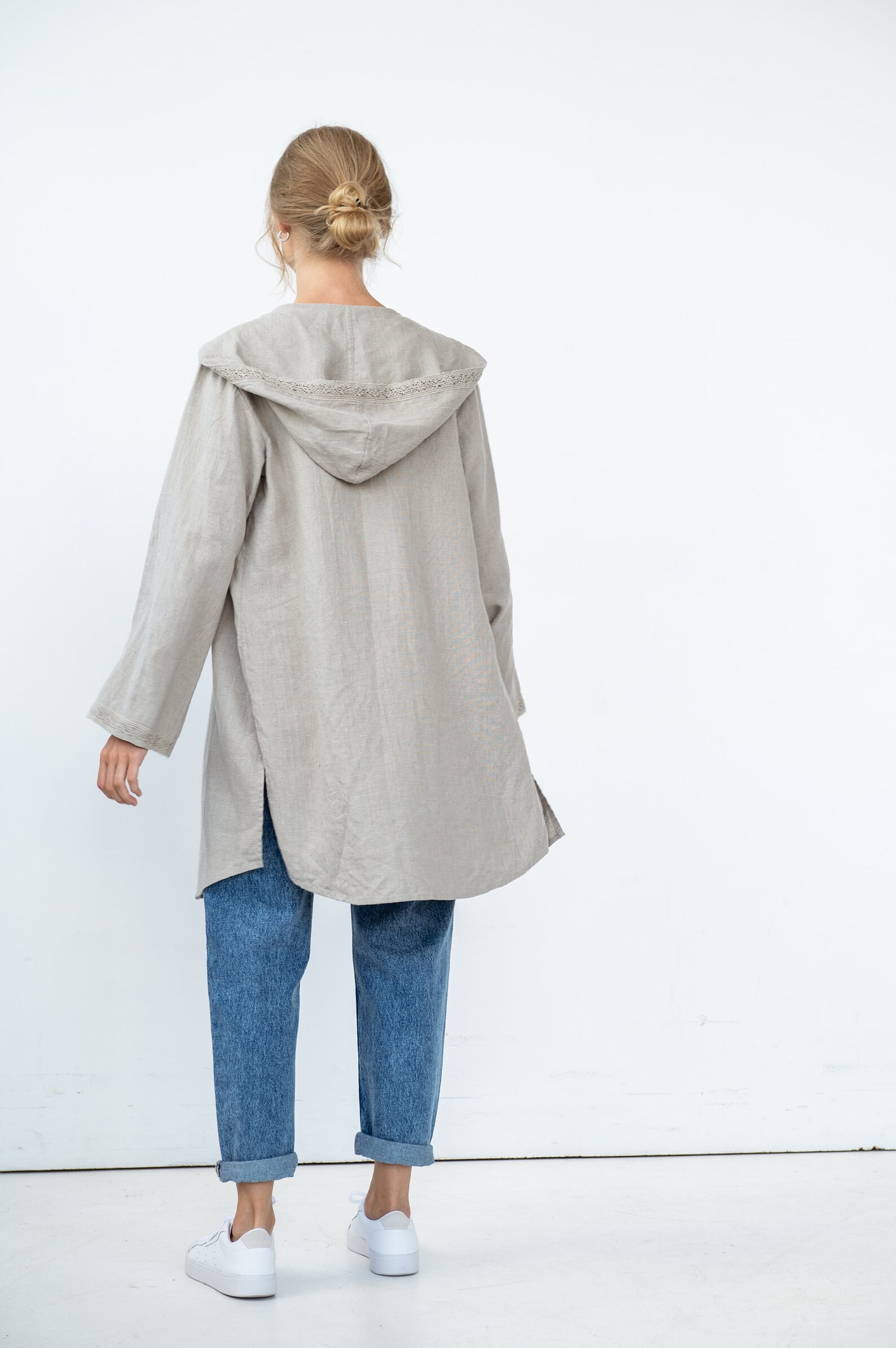 Linen Hooded Jacket Tara/ Long Jacket Oversize/ Linen Long Etsy