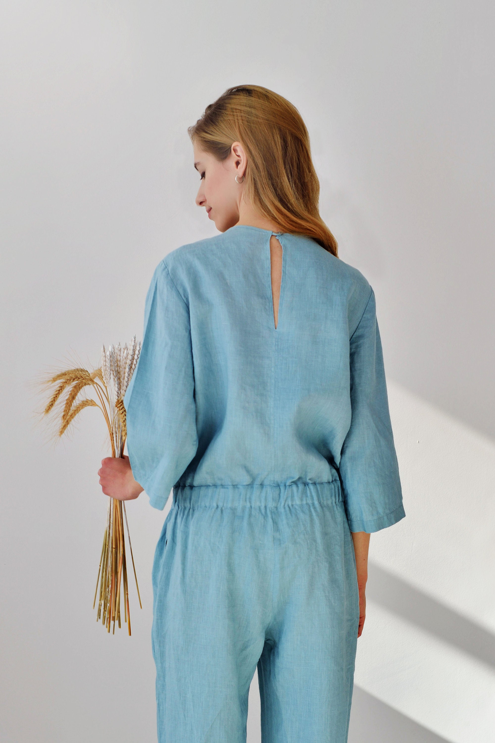 Leinen Jumpsuit DIANNA/ Sommer Overall Leinen/ Leinen 3/4 Etsy