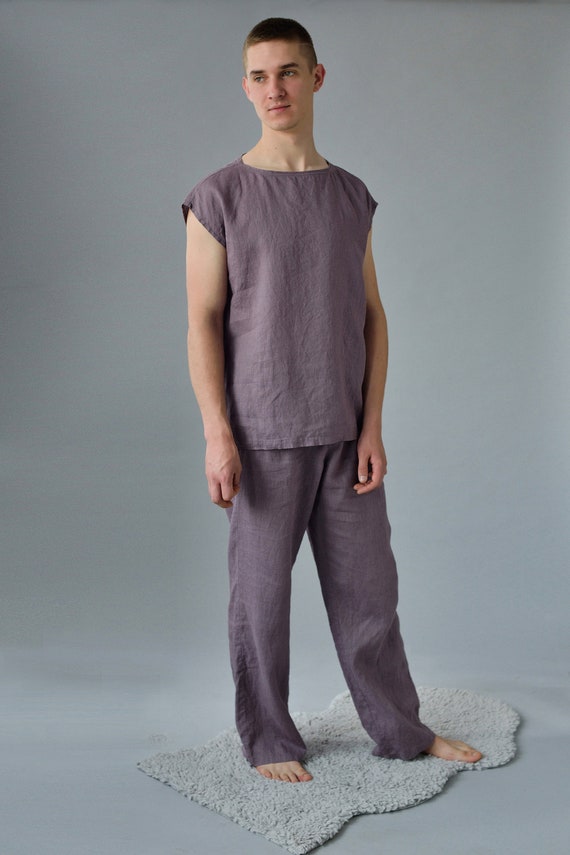 Linen Pajama Set for Men/summer Sleepwear Set for Men / Flax Men's Pajama/  Linen Loungewear Men's 