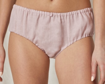 Majtki Bikini z Lnu dla Kobiet, Miękkie Organiczne Majtki, Bielizna Lniana Średnia, Bielizna, Bielizna Vintage, Prezent Walentynkowy dla Żony