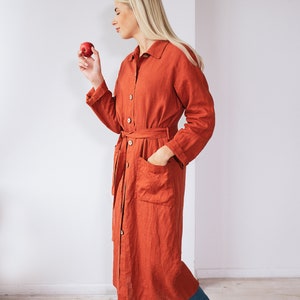 Linen Long Loose Oversize Blazer SANDI /Linen Outwear Natural/ Linen Shirt Dress/ Loose Long Duster Jacket image 4