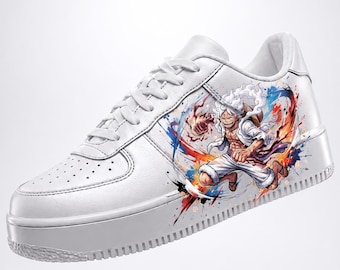 One Piece Limited Edition Unisex-Sneaker – Luffy-Sneaker (individuell gestaltet) – Handgefertigt – Anime-Kunst