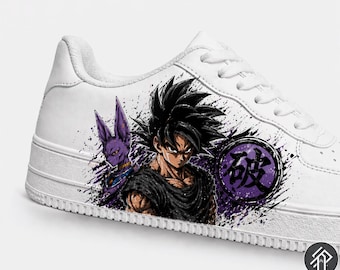 Limitierte Unisex-Dragon-Ball-Sneaker – Goku & Beerus – Handgefertigt – Anime-Kunst