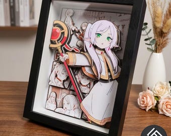 Frieren Anime Handmade Paper Art Frame – Shadow Box 3D Frieren – Internationale Lieferung