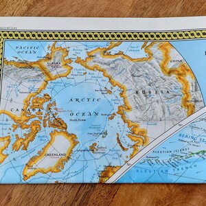 Vintage National Geographic världskarta från 1998 med originalutskick – komplett Ephemera-kit
