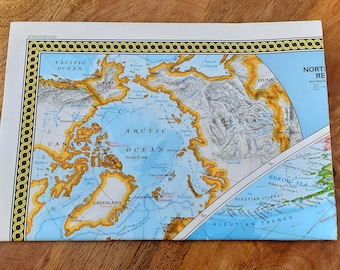 Juego de mapas físicos del mundo de National Geographic de 1998 con embalaje original – Kit completo de artículos efímeros