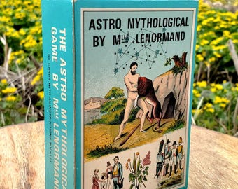 Stara talia kart astro-mitologicznych Lenormand do wróżenia – B.P. Grimaud (Francja, 1970) – 54 karty + przewodnik