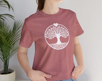 T-shirt Tree of Life | Shirt met grafische hartboom en botanische natuur